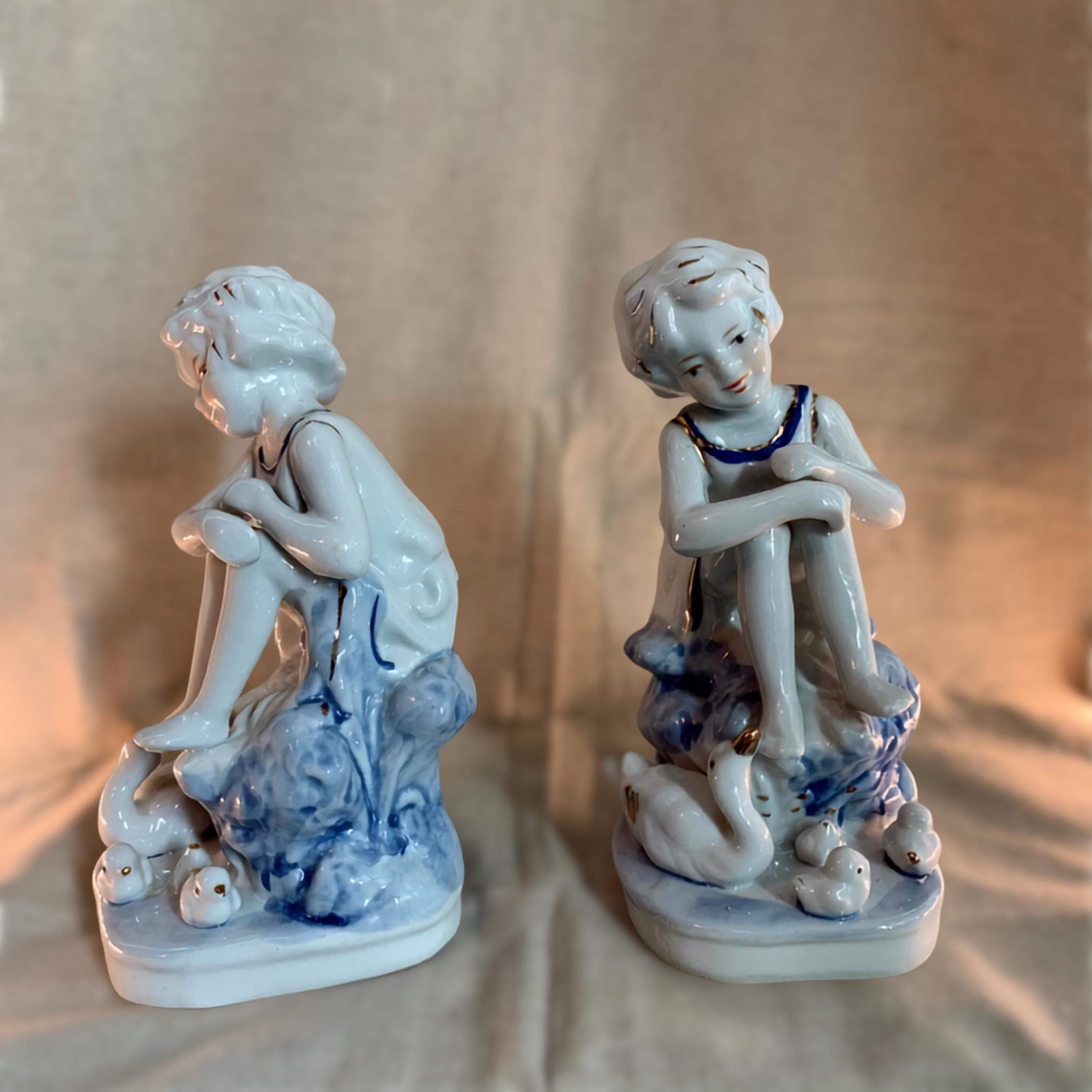 Vintage Blue Porcelain Ducks - Etsy