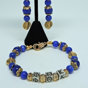 Phi Theta Kappa Honor Society Beaded Bracelet and Earrings Set