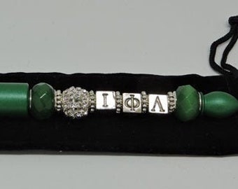 Iota Phi Lambda Beaded Ballpoint Pen Fabulous Gift Green Silver