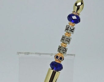 Phi Beta Kappa Academic Honor Society Beaded Ballpoint Pen Fabulous Gift Gold Blue