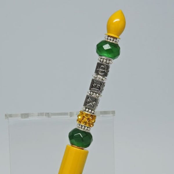 Chi Eta Phi Sorority Beaded Ballpoint Pen Fabulous Gift Yellow Green