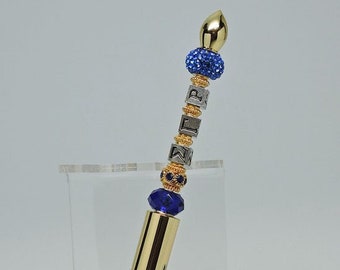 NEW Sigma Gamma Rho Beaded Ballpoint Pen Fabulous Gift Blue Gold