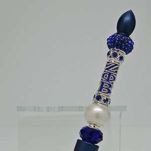 IT&#39;S BACK!   Zeta Phi Beta Blue Barrel Beaded Ballpoint Pen with PIZZAZ!!!