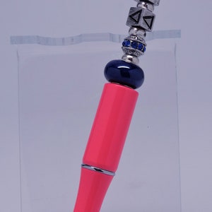 Delta Psi Rho Sorority Beaded Ballpoint Pen Navy Hot Pink