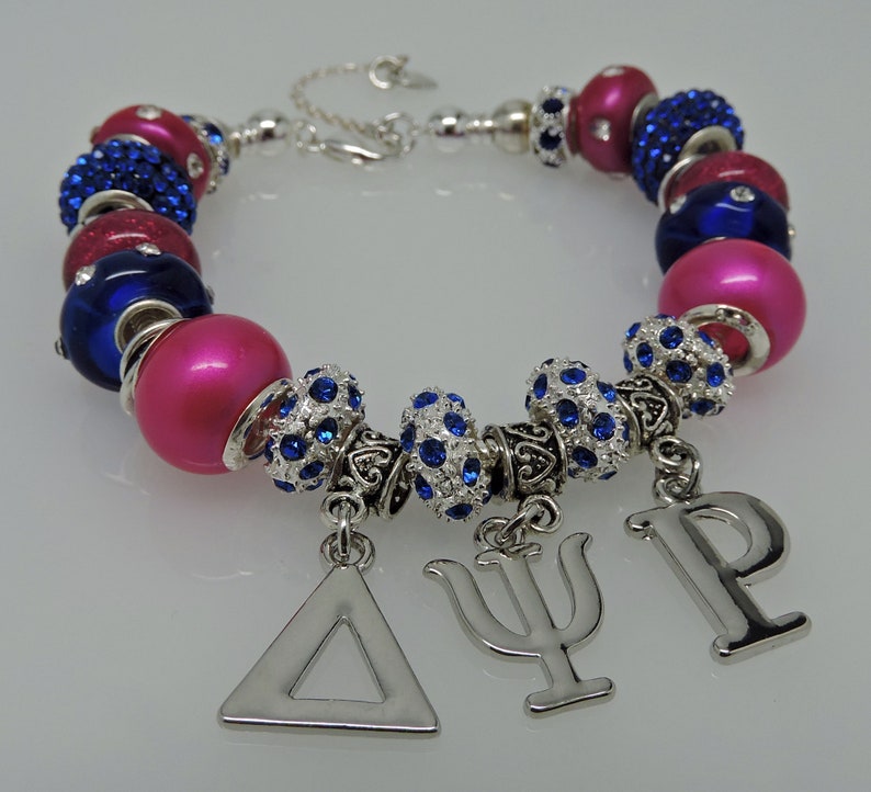 Delta Psi Rho European Style Large Hole Sorority Bracelet image 1