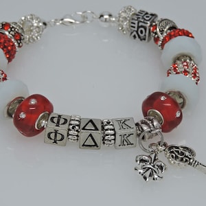 PHI DELTA KAPPA 2 European Style Large Hole Bead Professional  Educators Bracelet with Charms and Love Bead