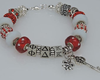 PHI DELTA KAPPA 2 European Style Large Hole Bead Professional  Educators Bracelet with Charms and Love Bead