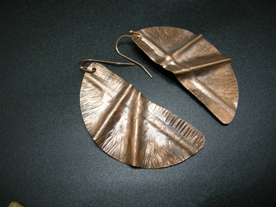 Fold Formed Copper Earrings - image 1