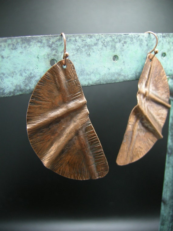 Fold Formed Copper Earrings - image 3
