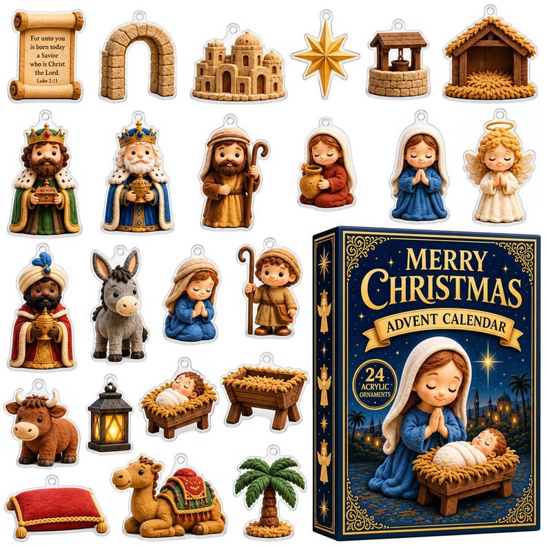 Nativity Advent Calendar 2026, 24 Day Christmas Countdown, Acrylic ...