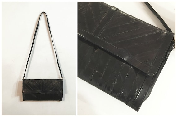 SALE / Vintage MIDNIGHT BAG /  Leather and Eel Sk… - image 1