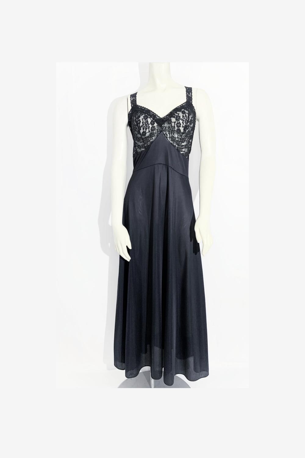 Vintage Black Lace Trimmed Maxi Slip Dress / Size Large - Etsy Vintage Black Lace Trimmed Maxi Slip Dress / Size Large - Etsy