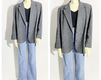 Vintage GREY SPECKLED BLAZER in Wool Blend / Size Small - Medium