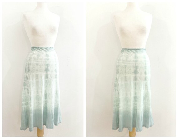 VIntage Seafoam Green TIE DYE SLIP Skirt / size Me