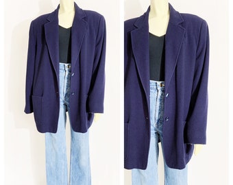 Vintage NAVY WOOL and CASHMERE Blazer / size Small - Medium