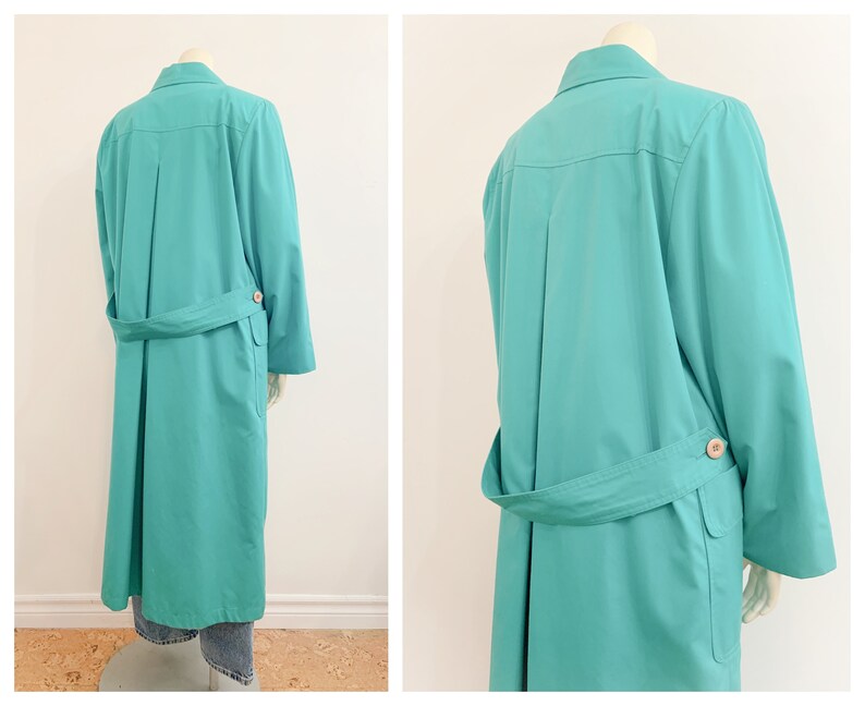 Vintage TEAL TRENCH COAT / Rain Coat / Size Medium Large Etsy