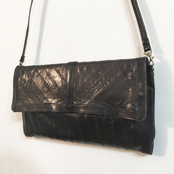 SALE / Vintage MIDNIGHT BAG /  Leather and Eel Sk… - image 7