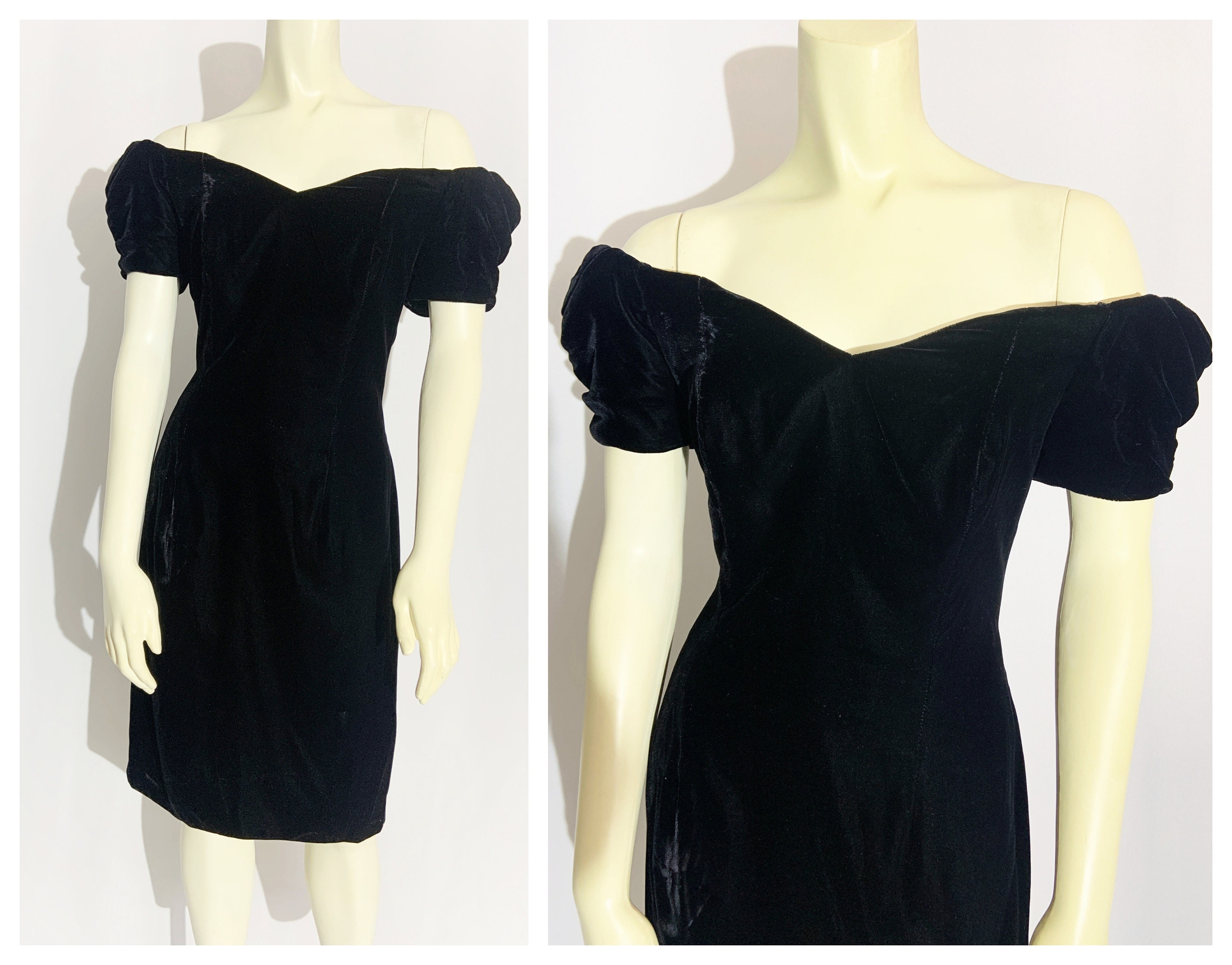 Off Shoulder Velvet Dress - Etsy Canada