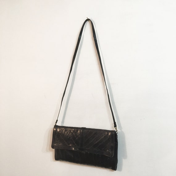 SALE / Vintage MIDNIGHT BAG /  Leather and Eel Sk… - image 2