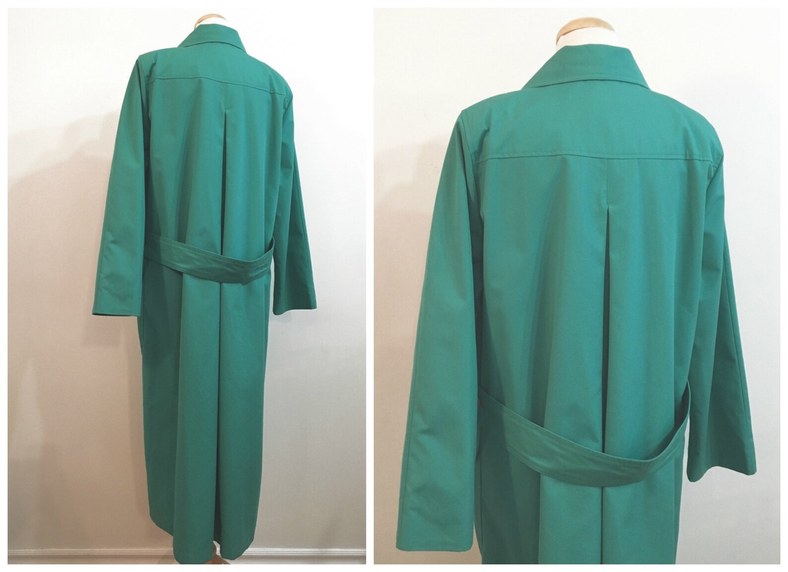 Vintage TEAL TRENCH COAT / Rain Coat / Size Medium Large Etsy
