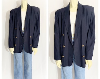 Vintage NAVY DOUBLE BREASTED Blazer / Jones New York Double Breasted Blazer / size Small - Medium