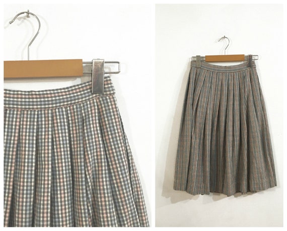 Vintage PASTEL PLAID SKIRT / size Small