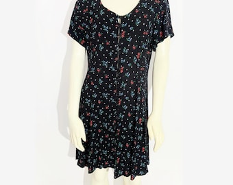 WAYF Women's Black Floral Nevaeh Smocked Lined Midi Dress Size Large Dry  Clean - Etsy