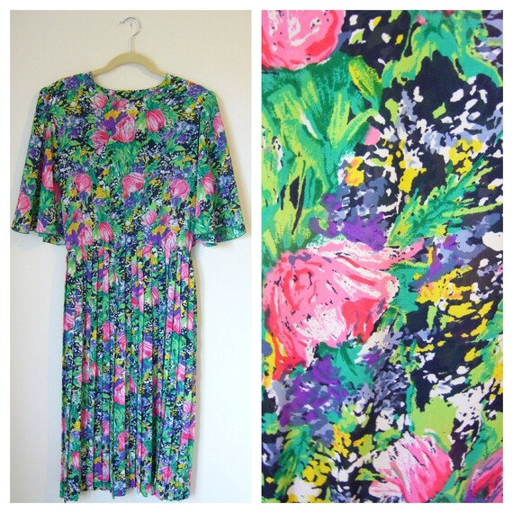 bright floral midi dress
