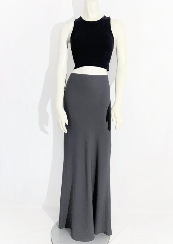 Vintage Y2K Bias Cut Grey Maxi Skirt by Teenflo Size Small - Main Image