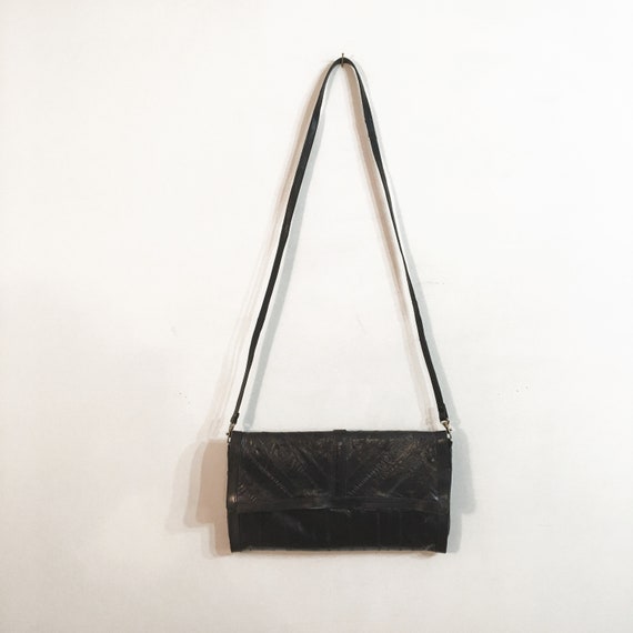 SALE / Vintage MIDNIGHT BAG /  Leather and Eel Sk… - image 6