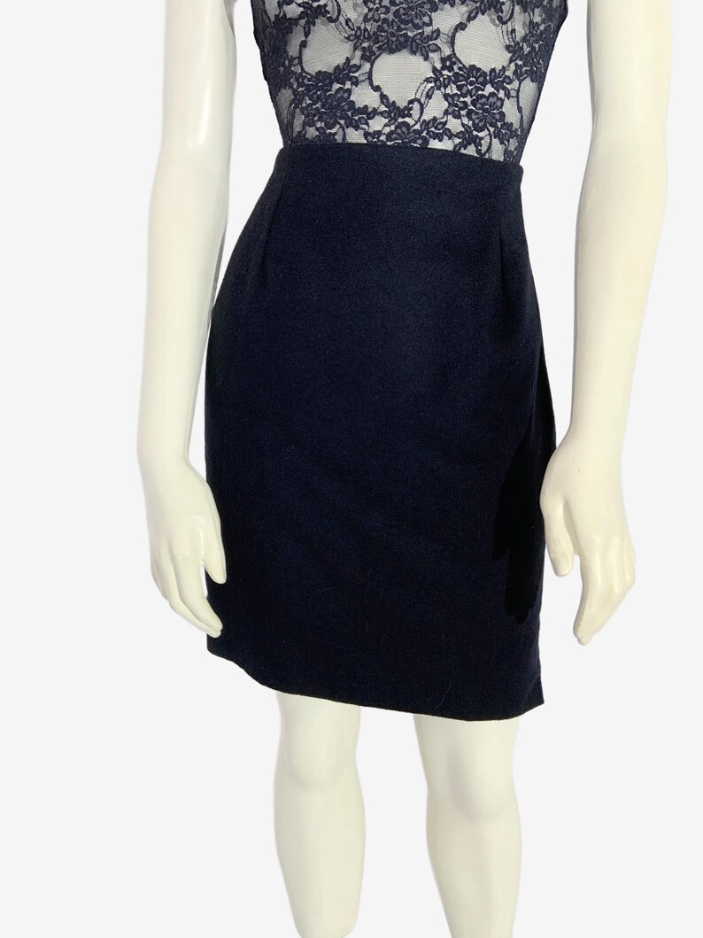 Vintage Versace Wool Cashmere Black Mini Skirt with Slit / Made in Italy / size Small image 5