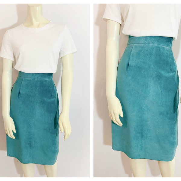 Vintage JADE GREEN SUEDE Skirt / size Medium