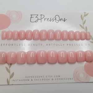 Milky Pink Hand-Painted Press On Nails: Custom Fit & Made-to-Order