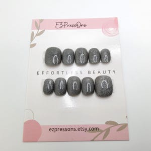 Charcoal Sparkle Hand-Painted Press On Nails: Custom Fit & Made-to-Order