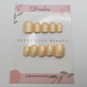 Lemon Yellow Pearl Hand-Painted Press On Nails: Custom Fit & Made-to-Order