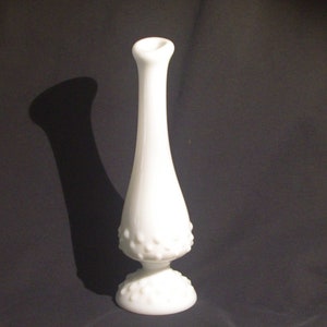 Milk Glass Bud Vase: Fenton Hobnail Swung MCM / 1960s