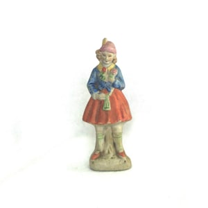 Vintage Bisque Figurine: Woman / Girl in Traditional Clothing, Occupied Japan, 1940s, 1945-1952