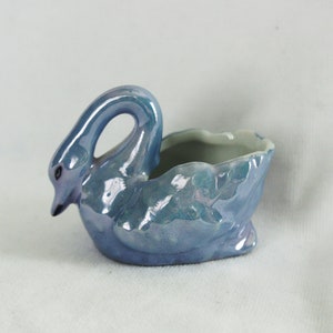 Vintage Figural Lusterware / Lustreware: Small Blue Swan w/ Curved Neck