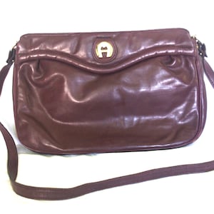 Vintage Handbag / Purse: Etienne Aigner Oxblood / Maroon Leather Shoulder Strap, 1980s / 80s