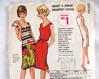 "Ausgefallenes Vintage-McCall's Schnittmuster ""Misses & Juniors Frühstück Casual"": Werbe Quäker Puffweizen + Reis #1 Kleid Gr. Klein