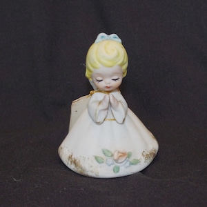 Vintage Bisque Figurine: Josef Originals, Little Commandments, Praying Angel &quot;Say Your Prayers,&quot; 1970s