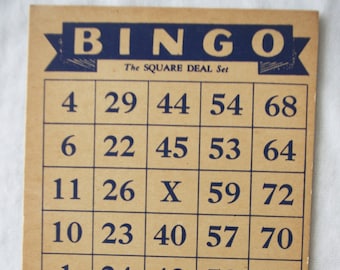 Vintage Bingo Game Card Lot: 10 Blue Cards 1930s &quot;The Square Deal Set&quot; 1936 Selchow & Righter