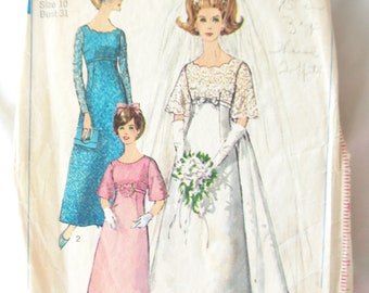 Vintage Wedding / Bridesmaid Dress Pattern: Simplicity #6825 1966 / 1960s Sz 10
