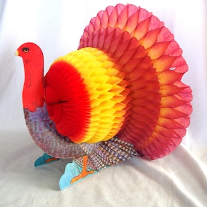 Vintage Thanksgiving Honeycomb Turkey Decoration, Amscan, 1970s