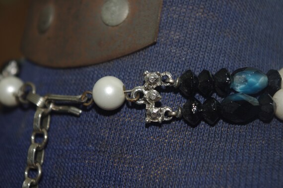 Vintage 2 Strand Beaded Necklace: Pearls Black Bl… - image 6