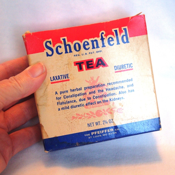 Vintage Werbebox: Shoenfeld Tea "Abführmittel / Diuretikum" The Pfeiffer Co., St. Louis