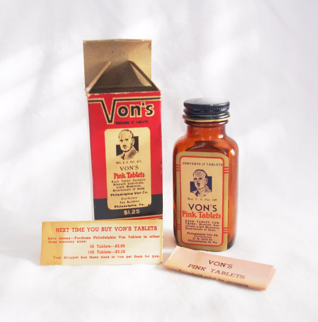 Vintage Medical / Drug Store / Apothecary / Quack Medicine Von's Pink