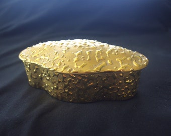 Vintage Lidded Trinket Dish / Dresser Jar / Vanity: MCM "Weeping Bright Gold / Hand Decorated / 22 K. Gold U. S. A."