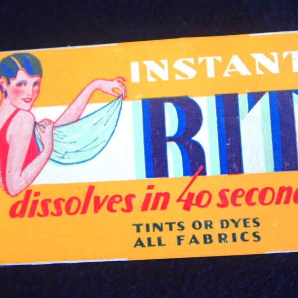 Vintage Advertising Ephemera: 1930s Rit Dye "Tan Beige" Box Full