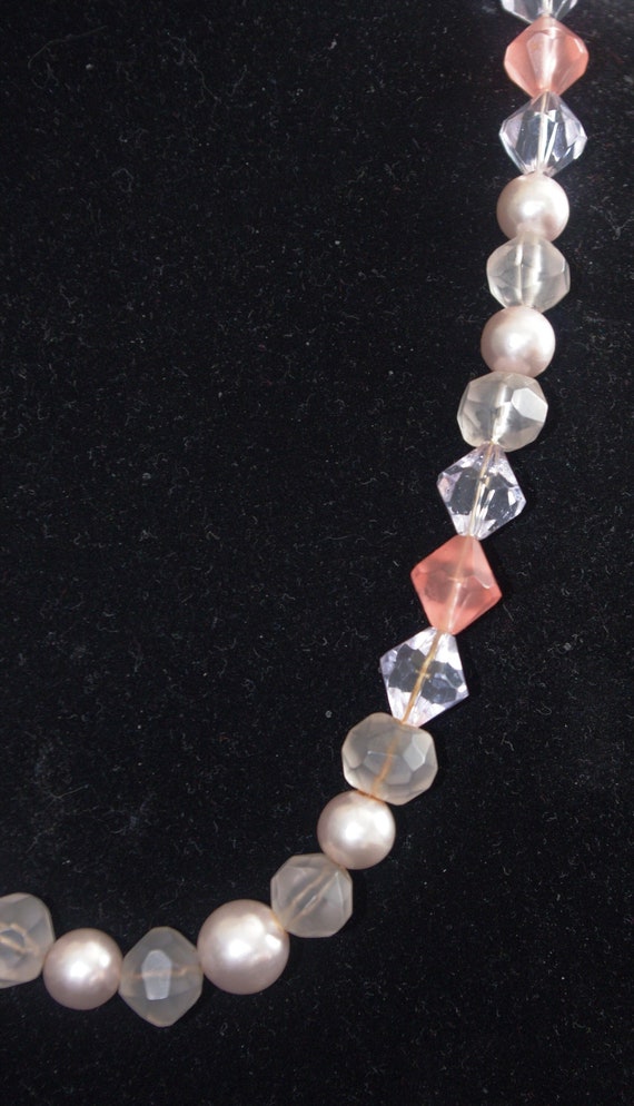 Vintage Beaded Necklace: 1980s, Pearl, Clear, Smo… - image 2